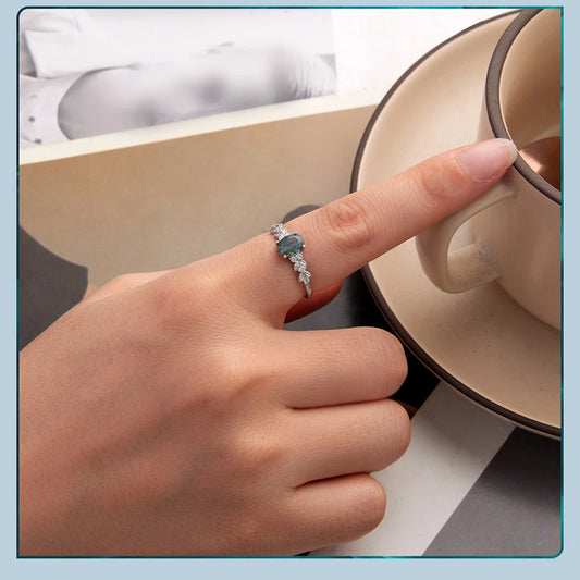 925 Sterling Silver Ring with Natural Agate Stone