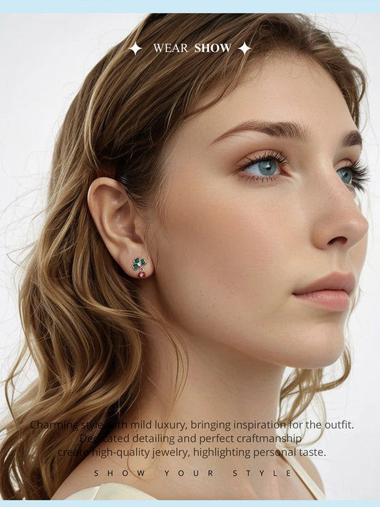 Art Jewelry Sterling Silver Four-Leaf Clover Earrings