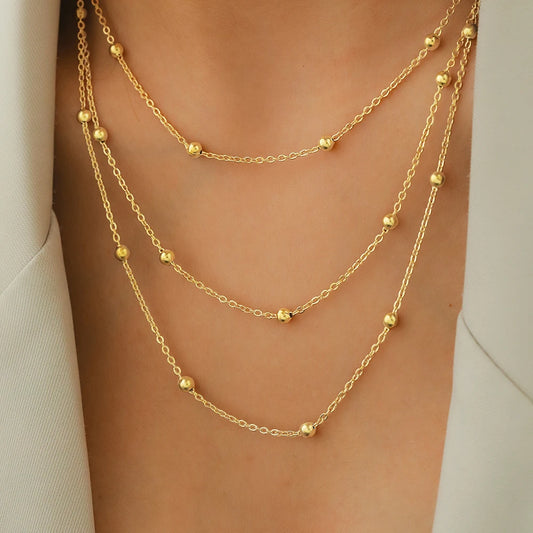 Stainless Steel Layered Bead Necklace